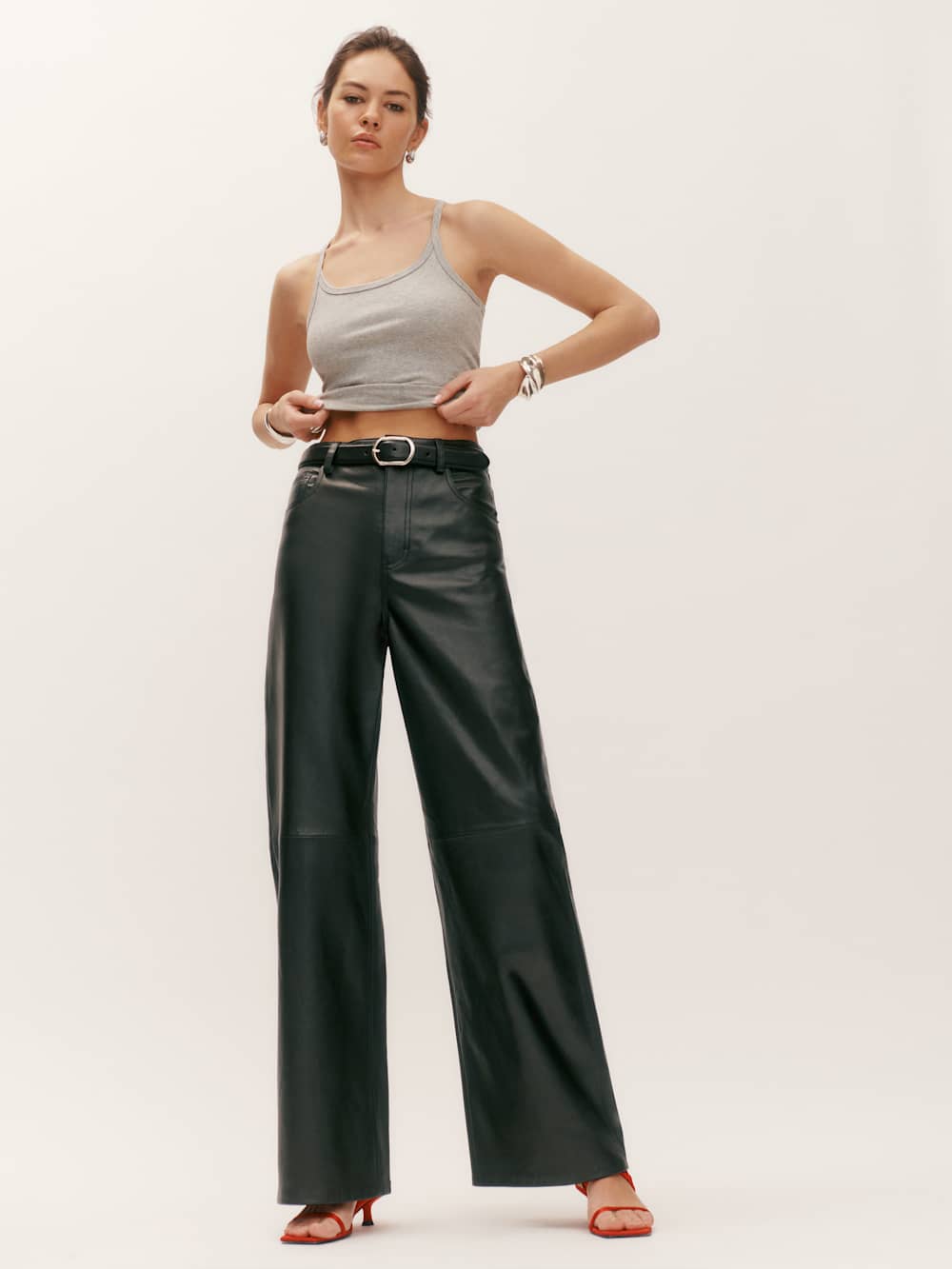 Veda Kennedy Wide Leg Leather Pant - Black
