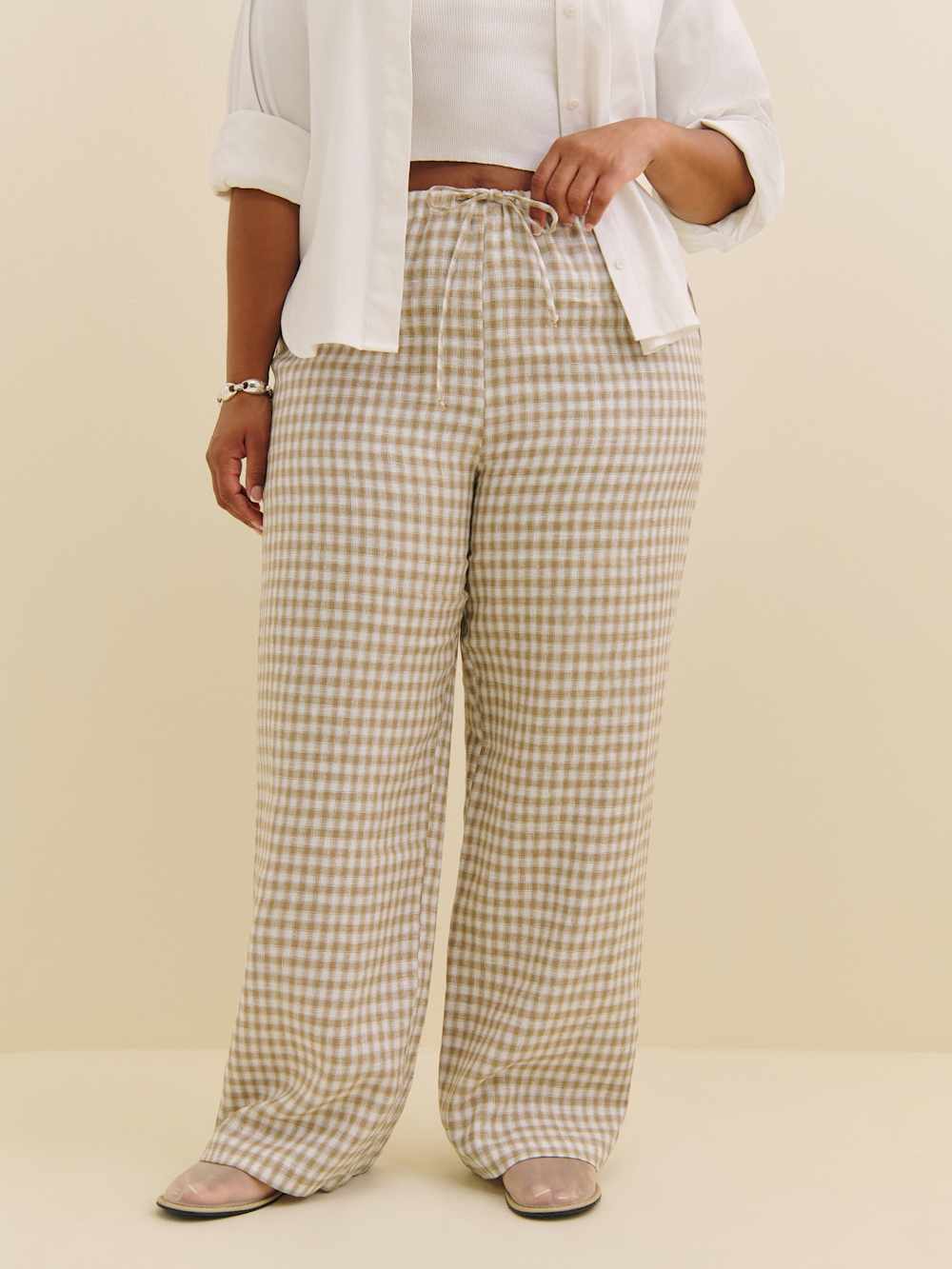 Olina Linen Pant Es - Dunes Check
