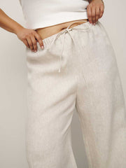 Olina Linen Pant Es - Oatmeal