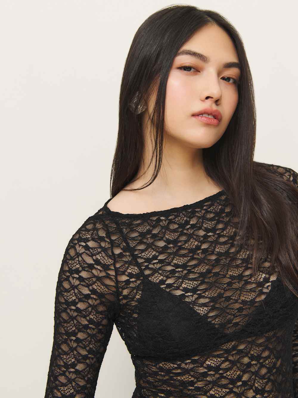Adriano Lace Knit Top - Black Lace