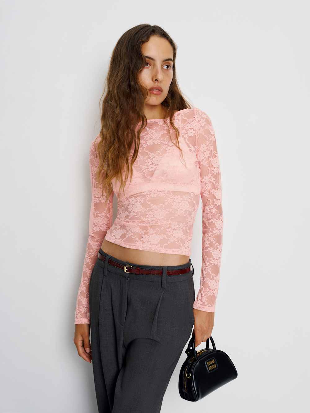 Adriano Lace Knit Top - Pink