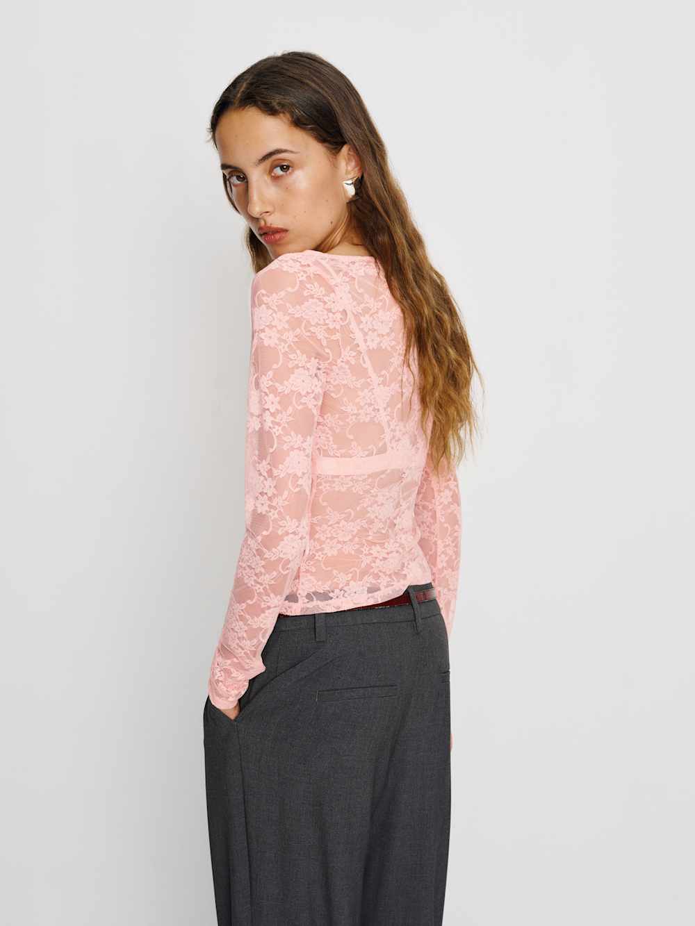 Adriano Lace Knit Top - Pink