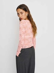 Adriano Lace Knit Top - Pink