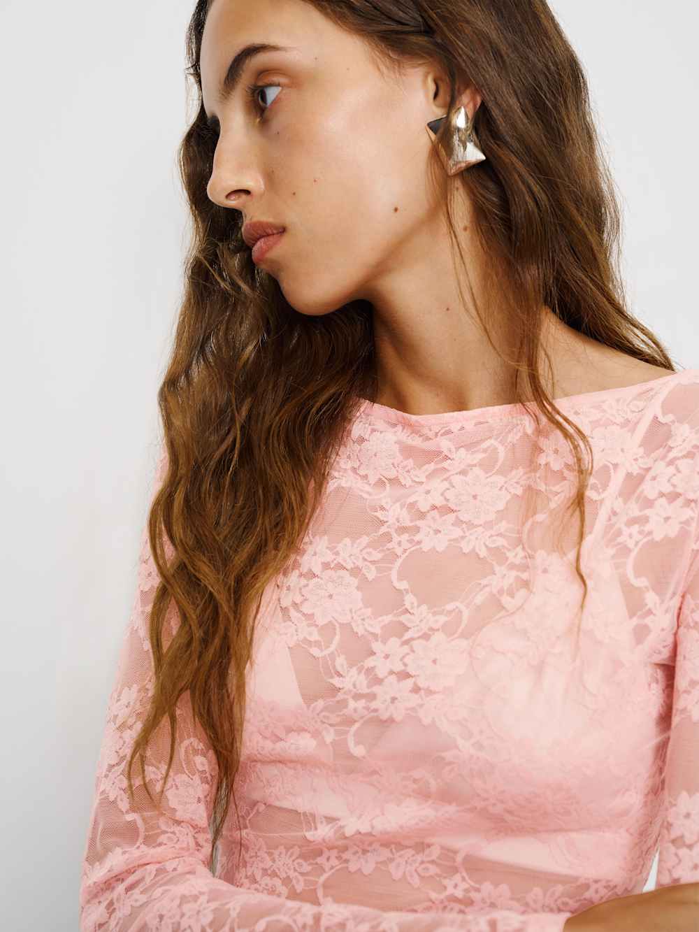 Adriano Lace Knit Top - Pink