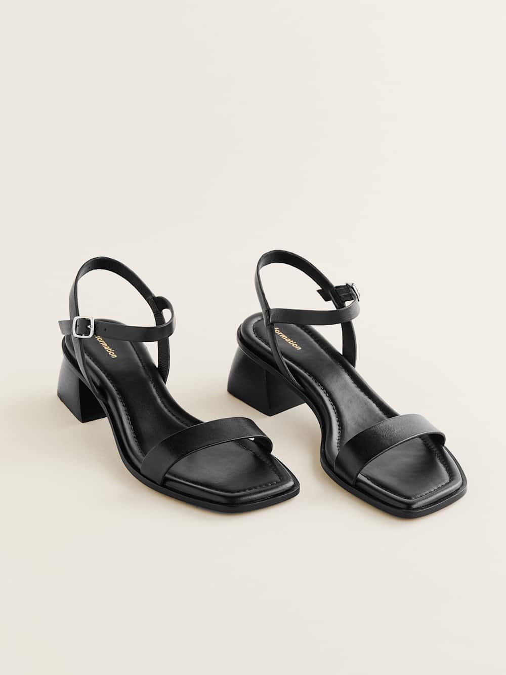 Stephanie Heeled Sandal - Black Leather