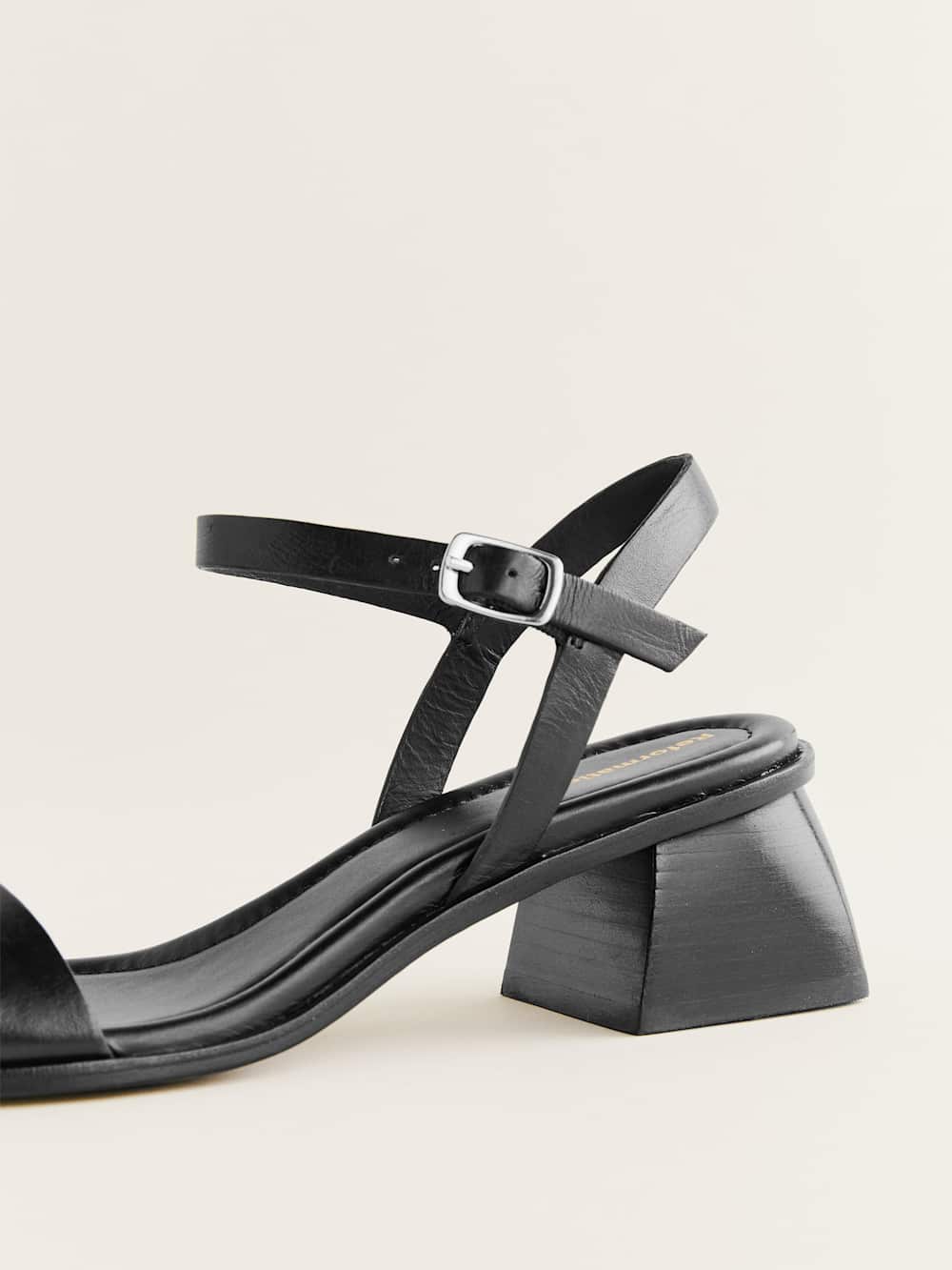 Stephanie Heeled Sandal - Black Leather