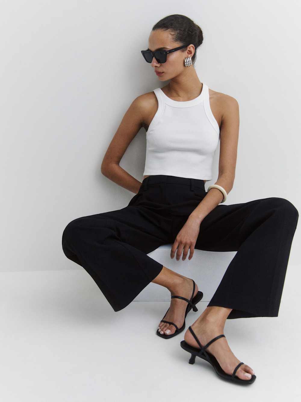 Serenity Bare Sandal - Black Leather