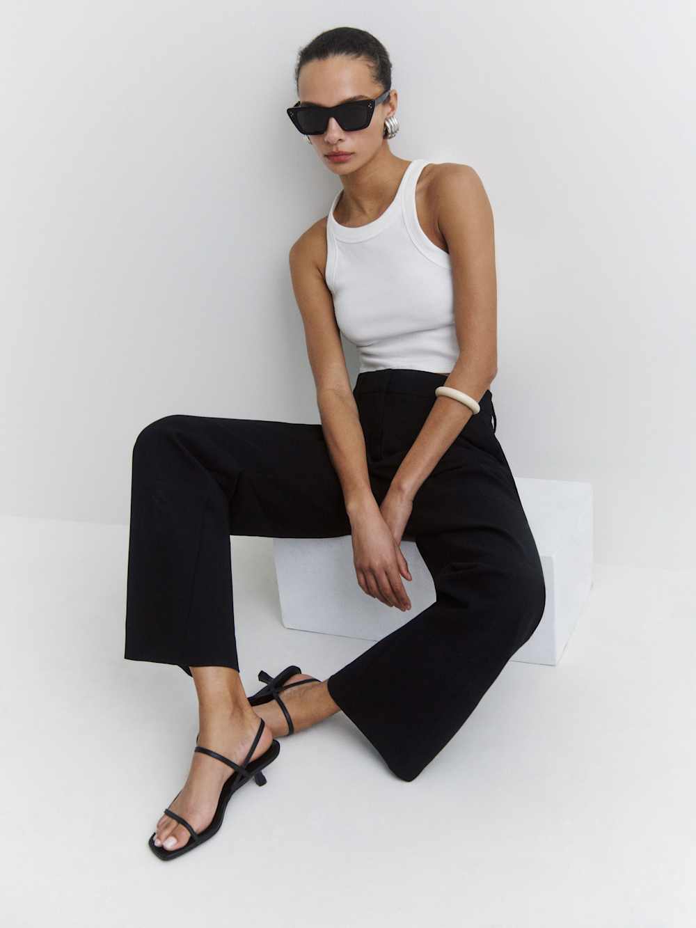 Serenity Bare Sandal - Black Leather