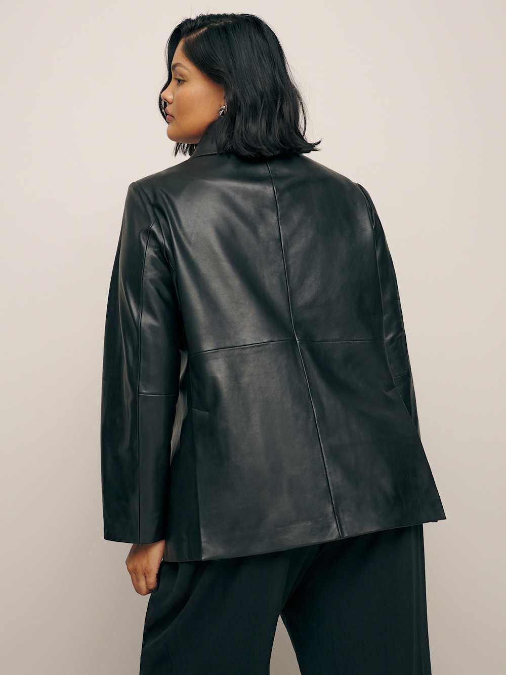 Veda Dalia Relaxed Leather Blazer Es - Black