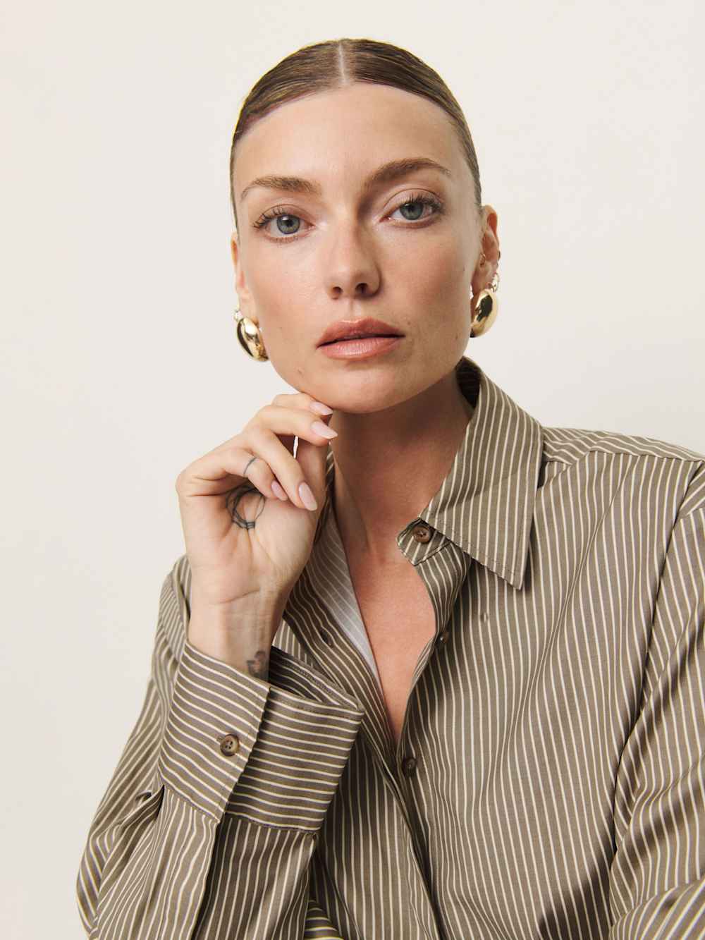Andy Oversized Shirt - Taupe Stripe