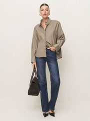 Andy Oversized Shirt - Taupe Stripe