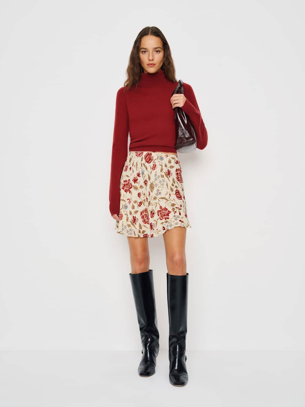 Gaelle Knee Boot - Black Leather