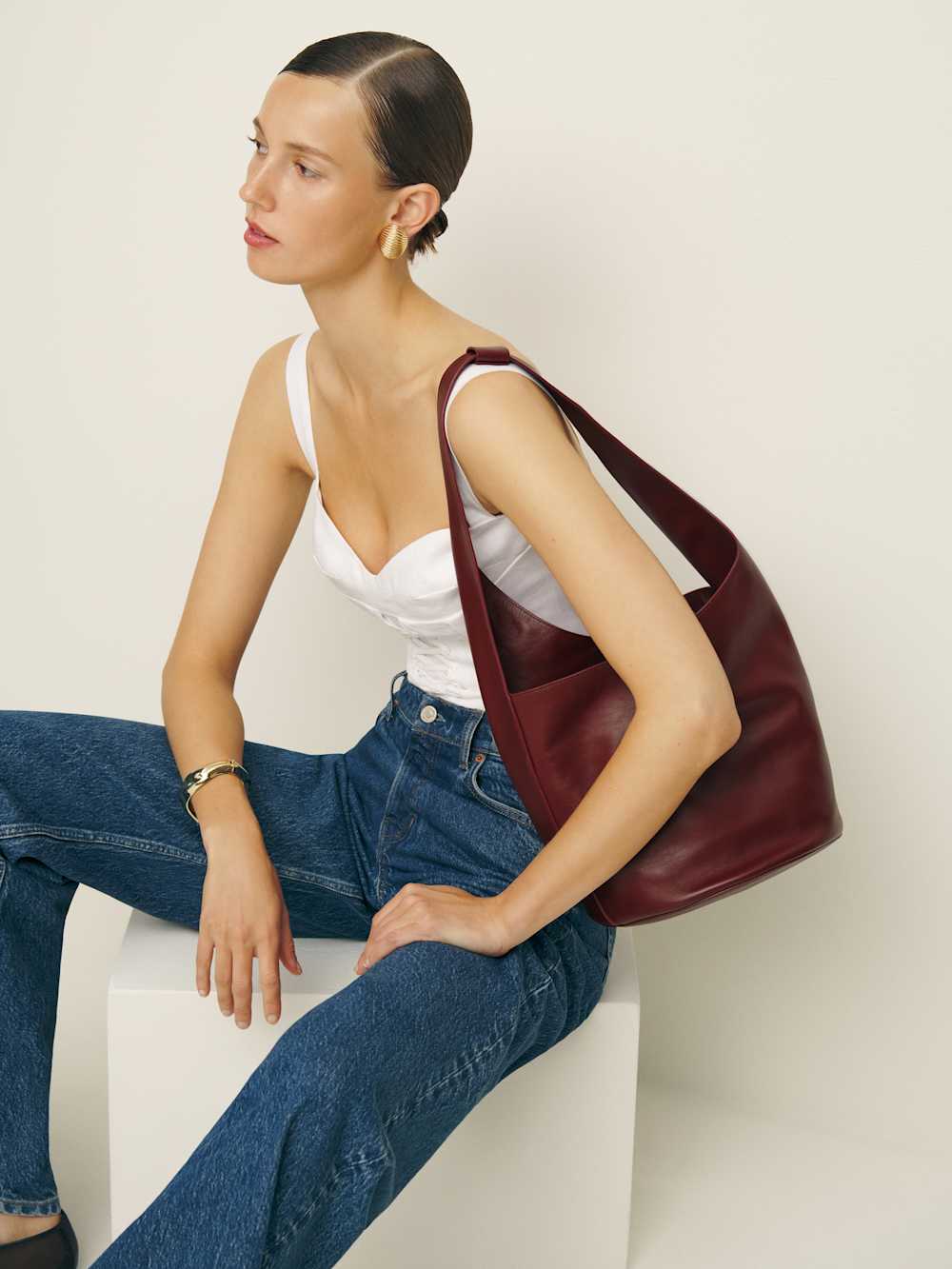 Medium Silvana Bucket Bag - Cremisi
