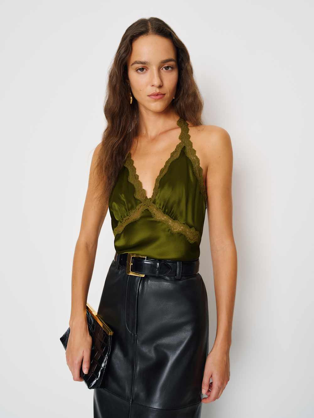 Monica Silk Top - Moss Garden