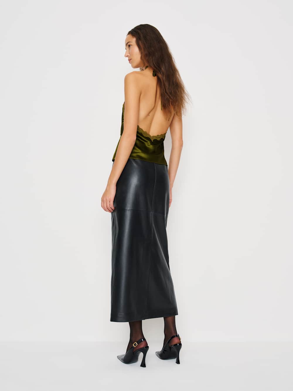 Monica Silk Top - Moss Garden