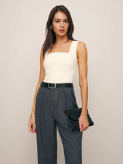 Nalini Cotton Sweater Tank - Fior Di Latte