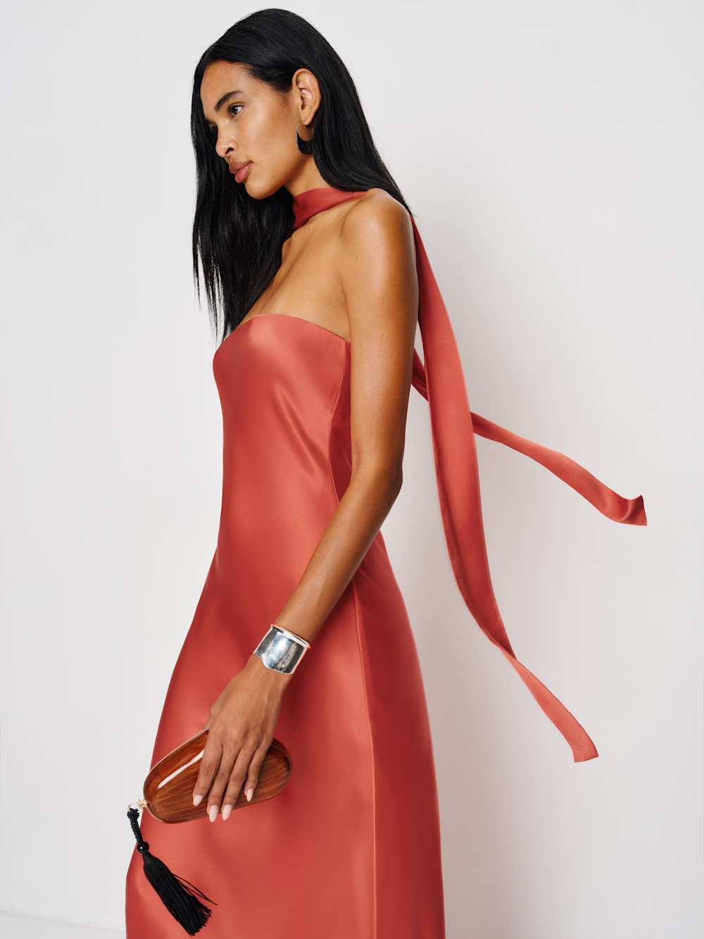 Oren Silk Dress - Red Coral