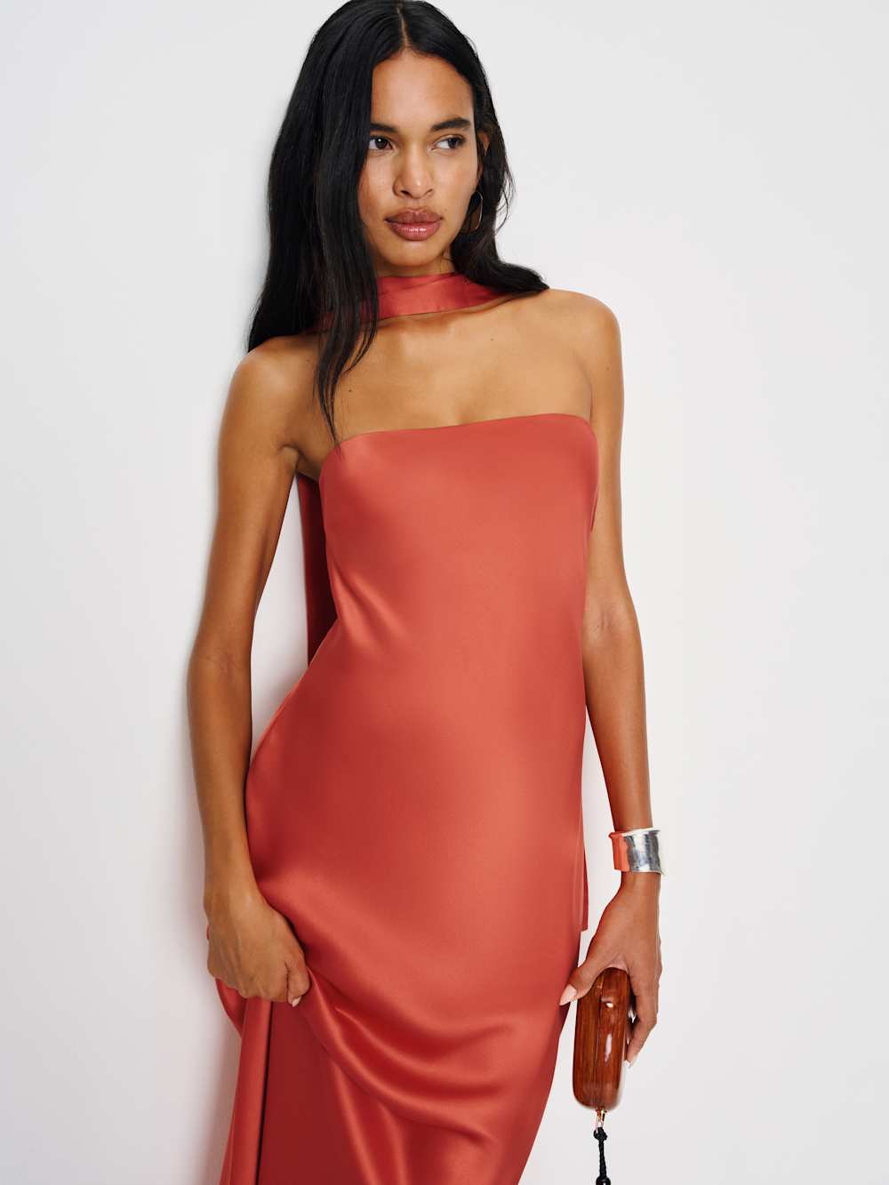 Oren Silk Dress - Red Coral