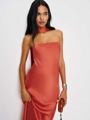 Oren Silk Dress - Red Coral