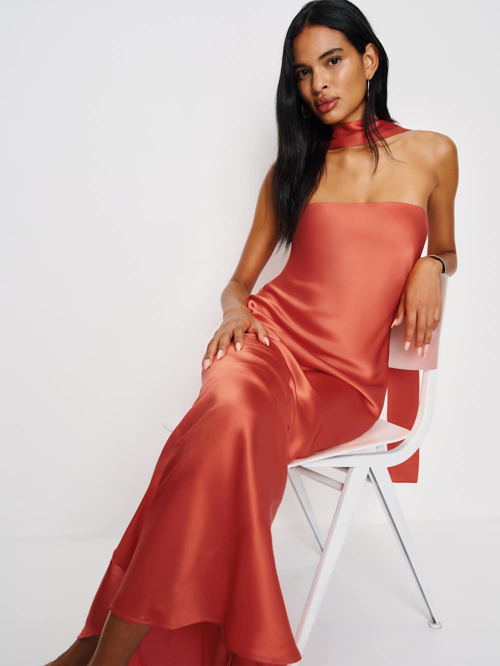 Oren Silk Dress - Red Coral