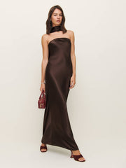 Oren Silk Dress - Black Bean