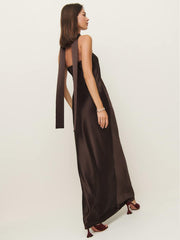 Oren Silk Dress - Black Bean