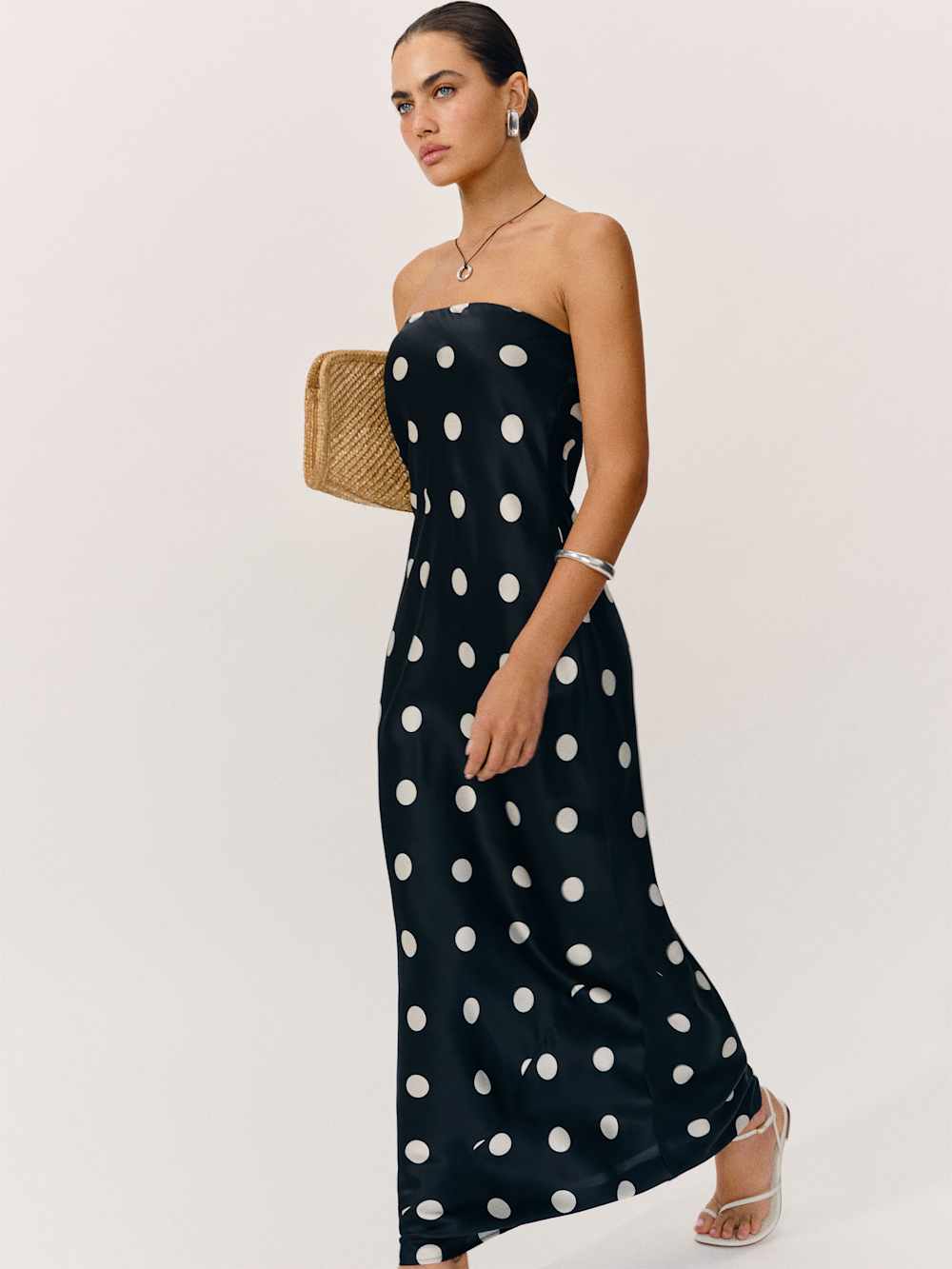 Oren Silk Dress - Moon Dot