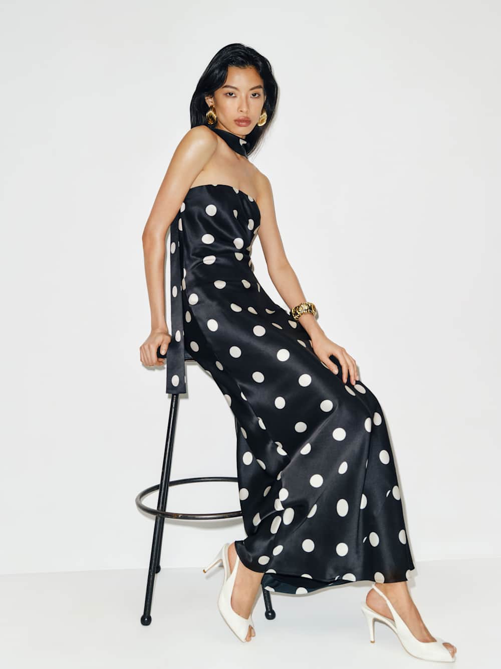 Oren Silk Dress - Moon Dot