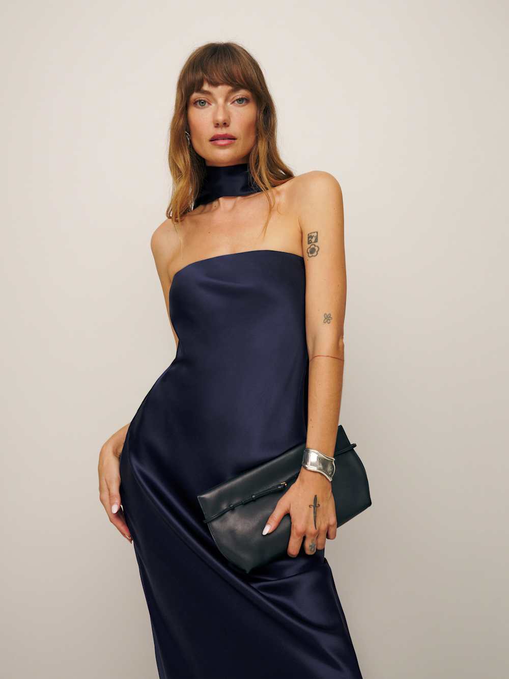 Oren Silk Dress - Navy