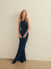 Petites Jeany Silk Dress - Navy