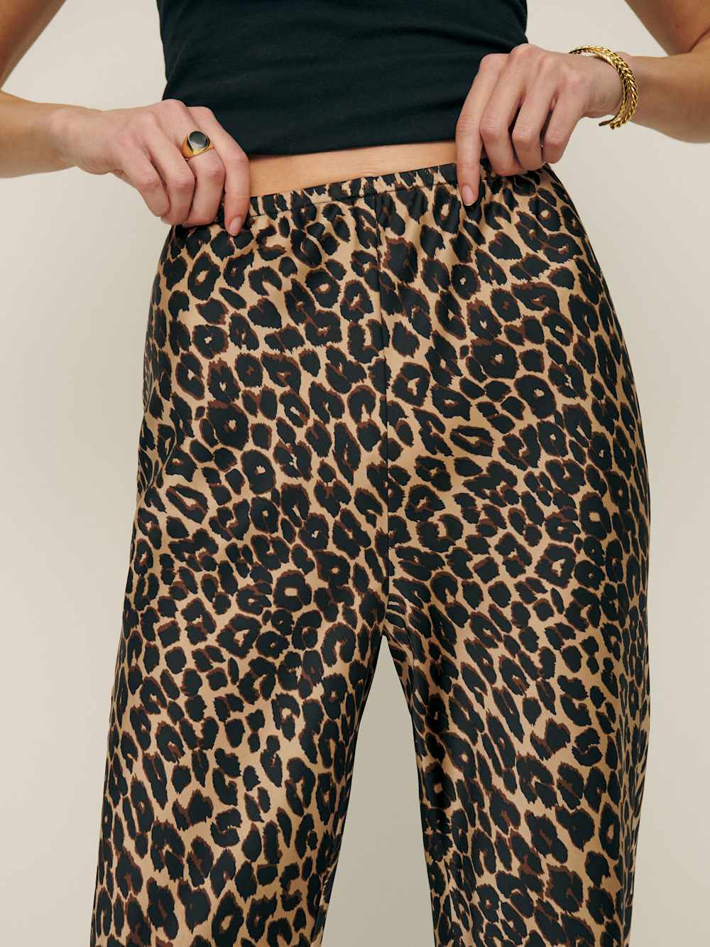 Petites Gale Satin Mid Rise Bias Pant - Leo