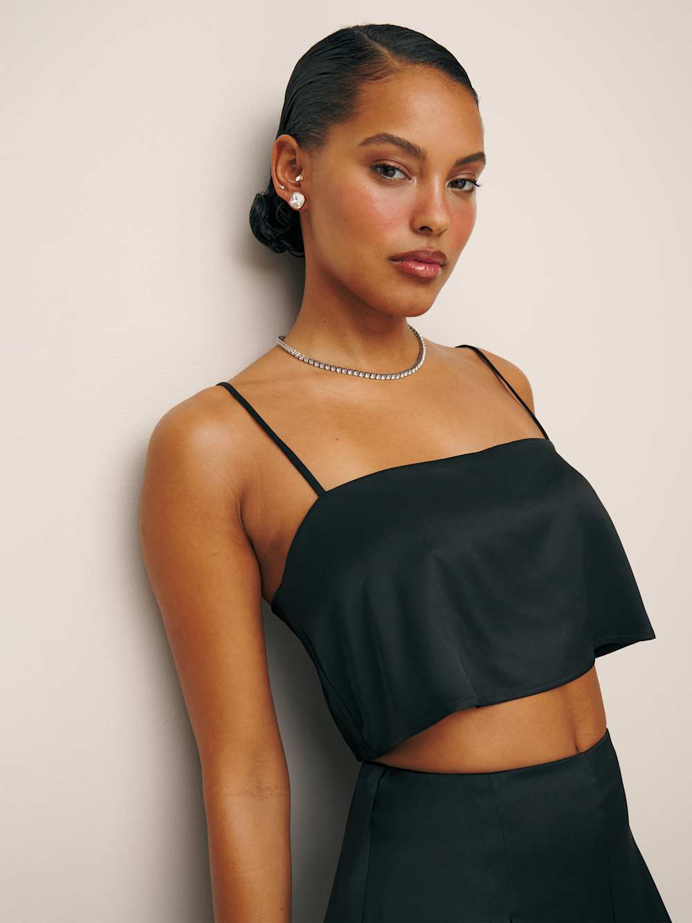 Cleo Satin Two Piece - Black