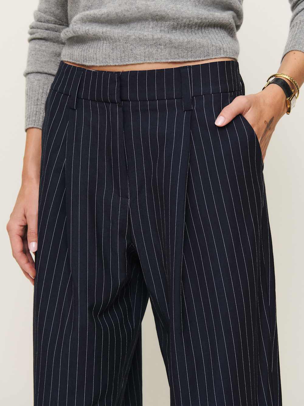 Alex Mid Rise Pant - Midnight Stripe