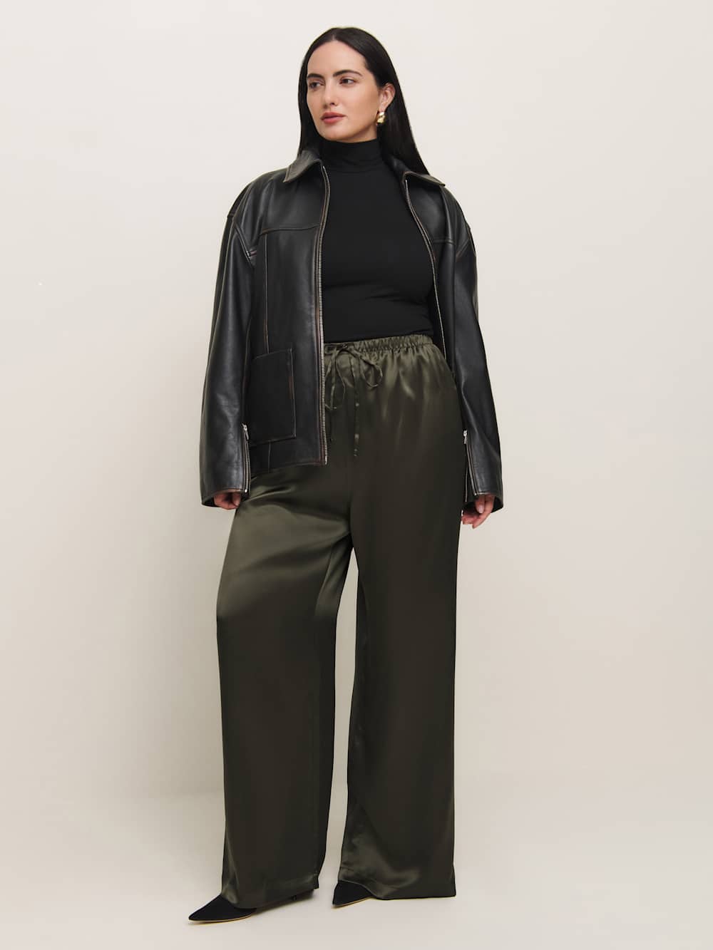 Olina Silk Pant Es - Pine Tree