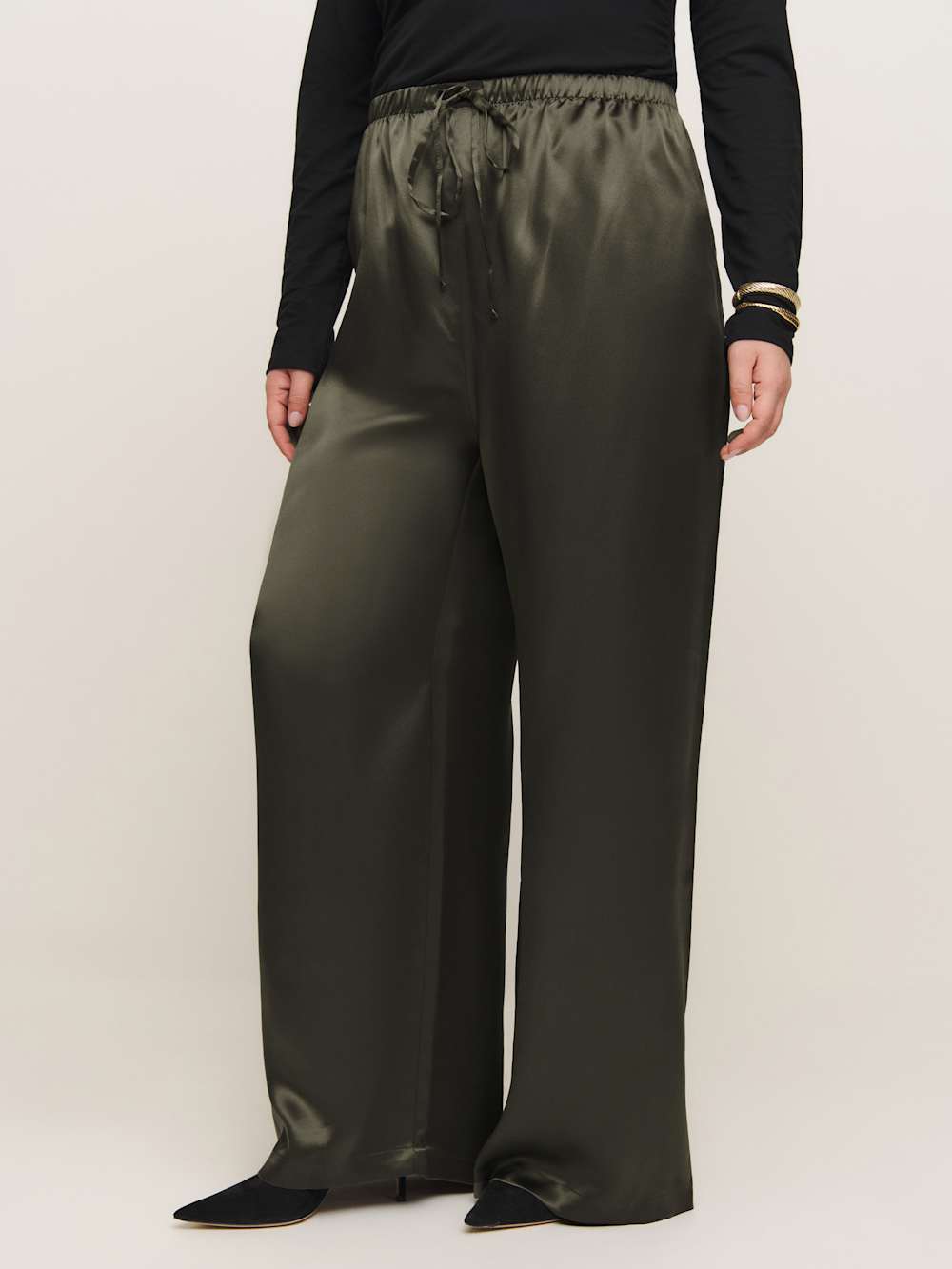 Olina Silk Pant Es - Pine Tree