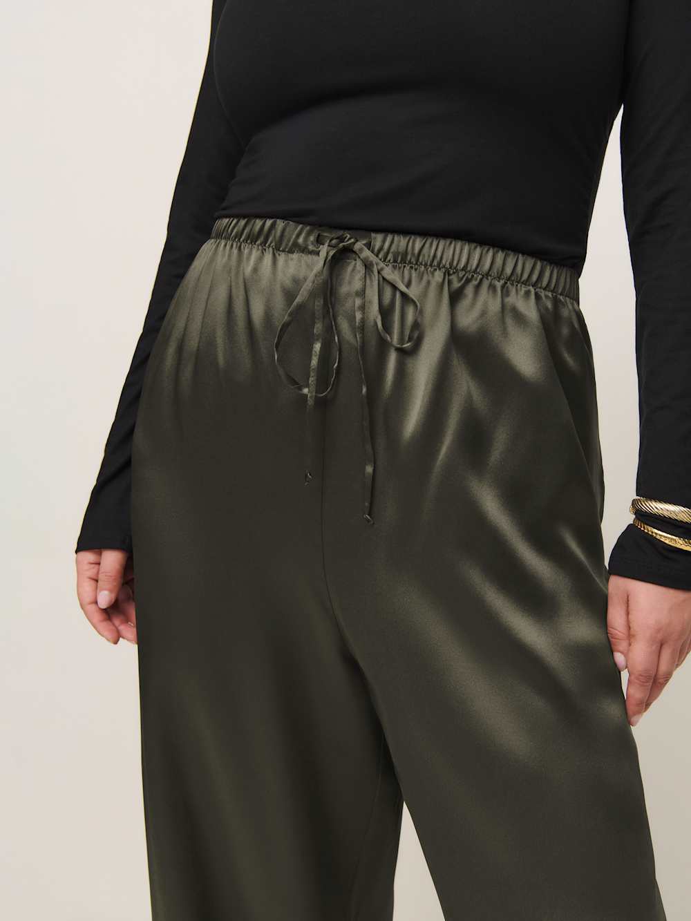 Olina Silk Pant Es - Pine Tree