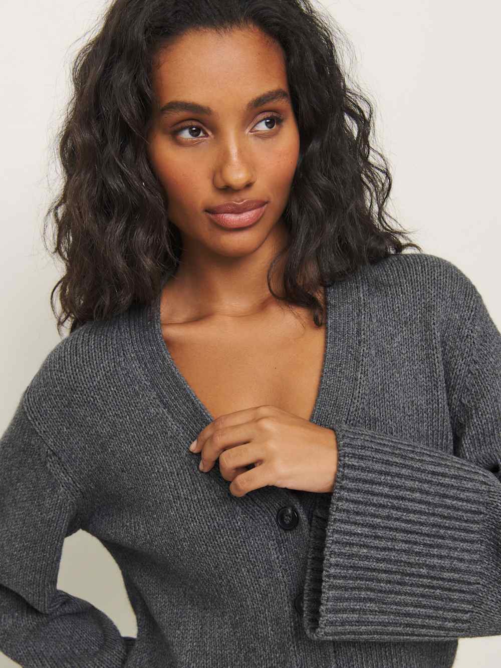 Nala Cotton Cashmere Cardigan - Thunder