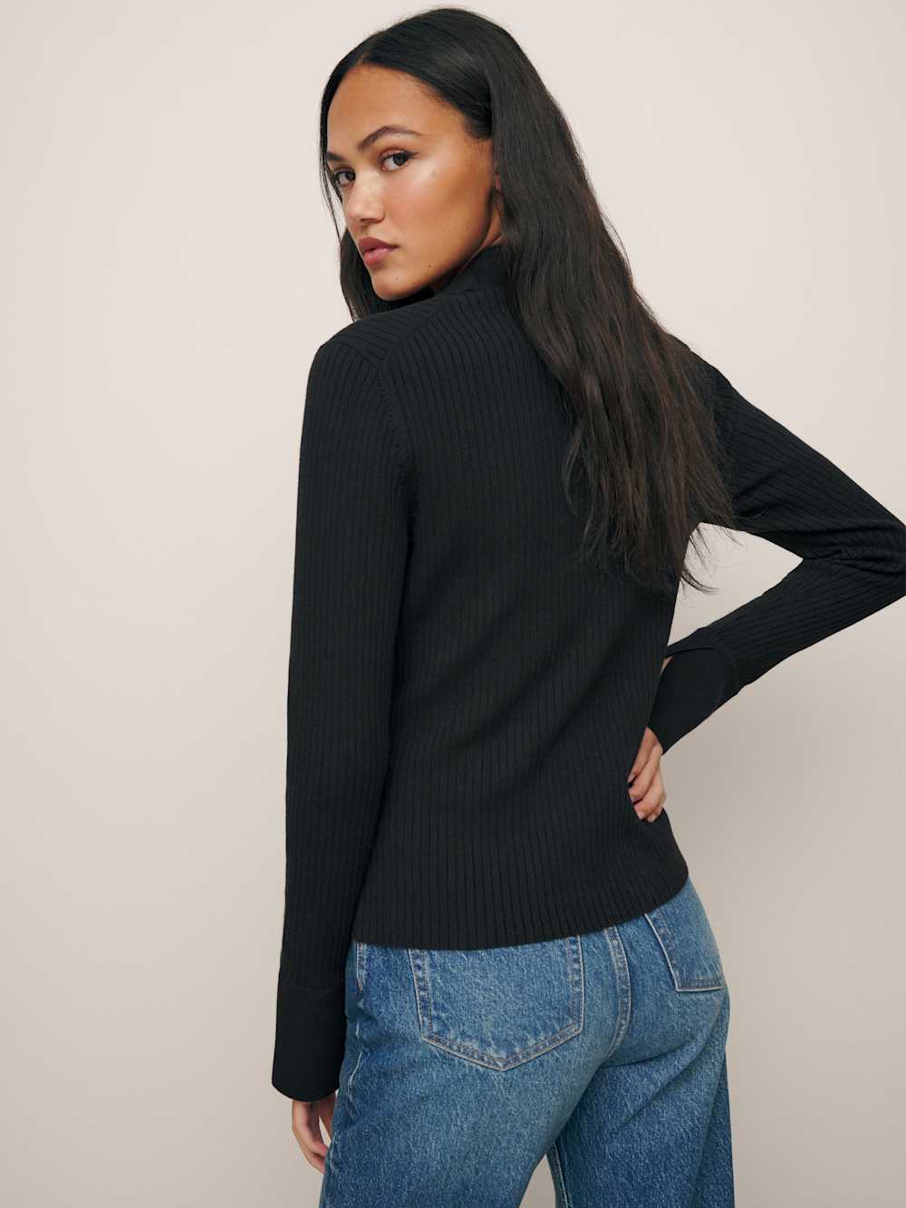 Valentina Ribbed Open Cardigan - Black