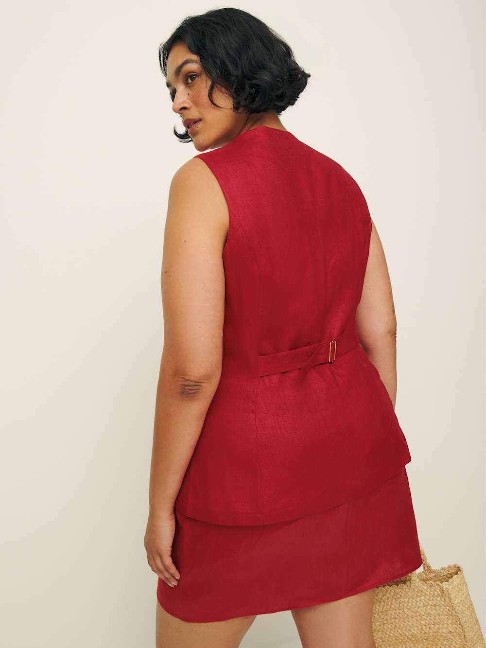 Aspen Linen Top Es - Sundried Tomato