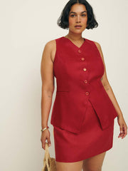 Aspen Linen Top Es - Sundried Tomato