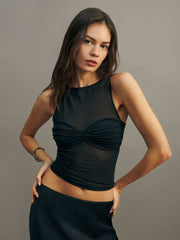 Rose Knit Top - Black
