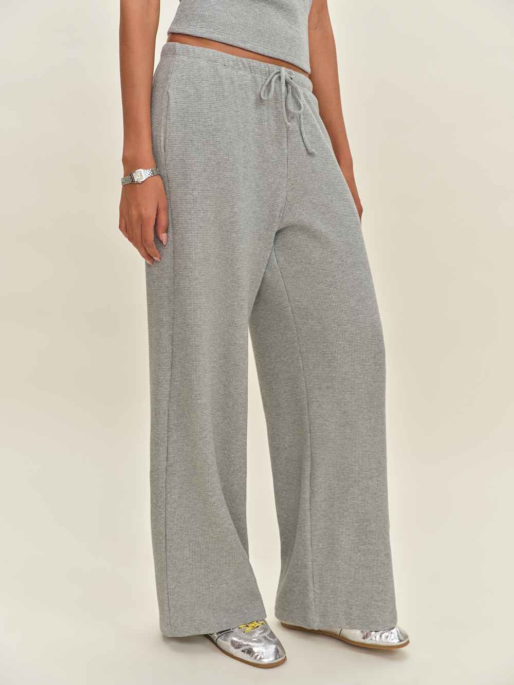 Olina Knit Pant - Heather Grey Waffle