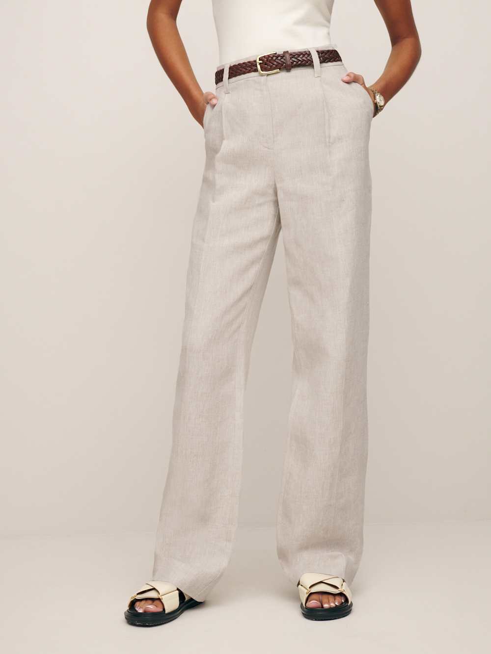Alex Linen Mid Rise Pant - Oatmeal