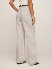 Alex Linen Mid Rise Pant - Oatmeal