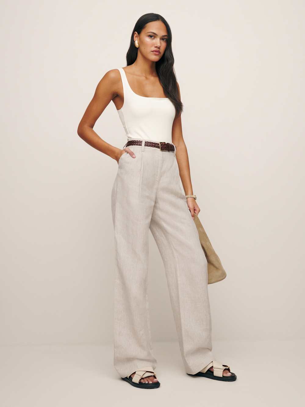 Alex Linen Mid Rise Pant - Oatmeal