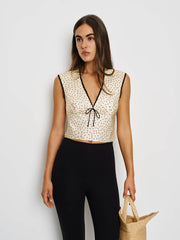 Cherry Silk Top - Salt And Pepper