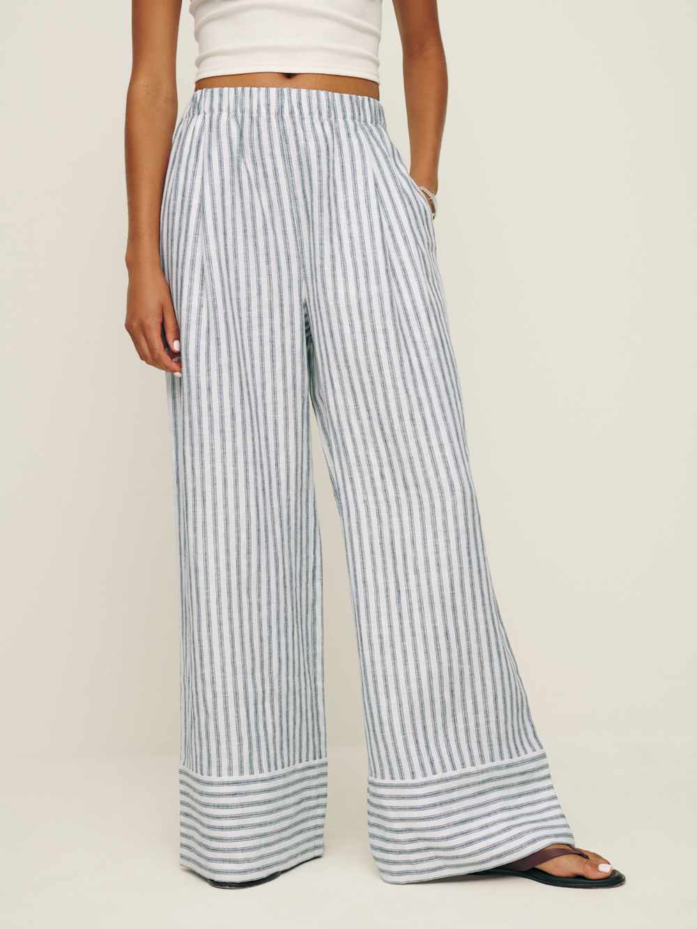 Fernando Linen Wide Leg Pant - Antibes Stripe