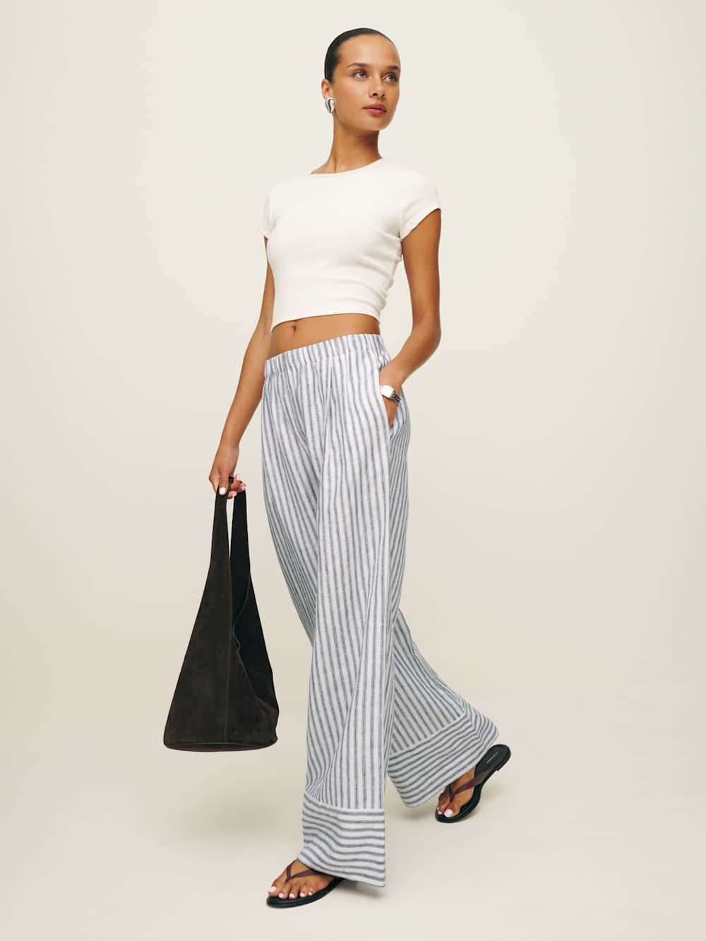 Fernando Linen Wide Leg Pant - Antibes Stripe