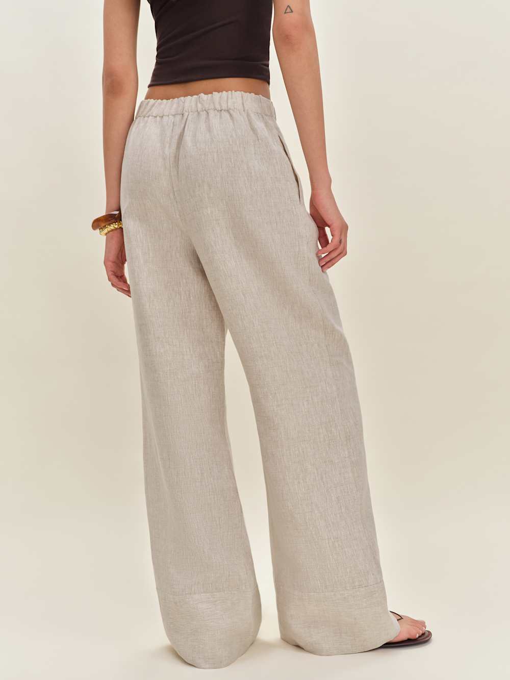Fernando Linen Wide Leg Pant - Oatmeal