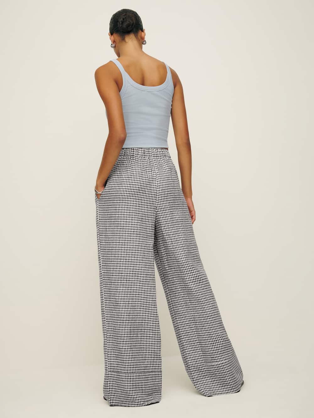 Fernando Linen Wide Leg Pant - Remy Check
